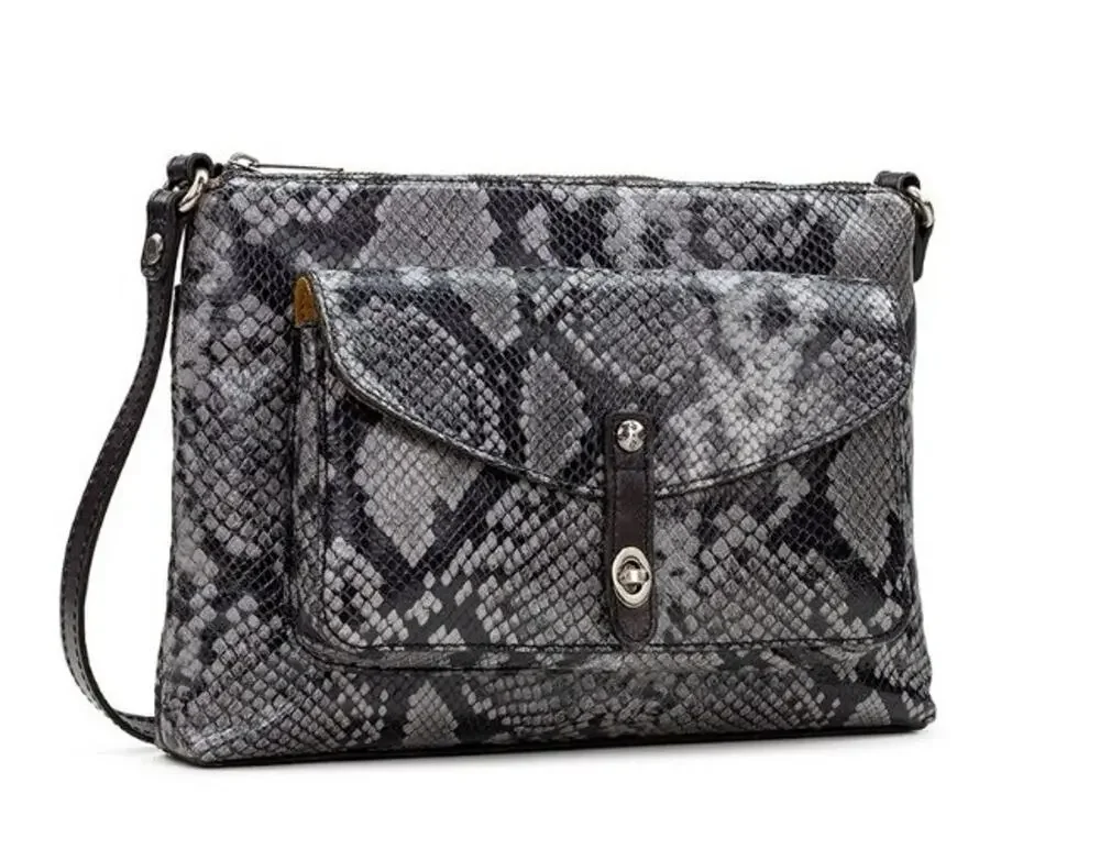 Patricia Nash Leather Kenilworth Crossbody Smoke Python Bag A551744