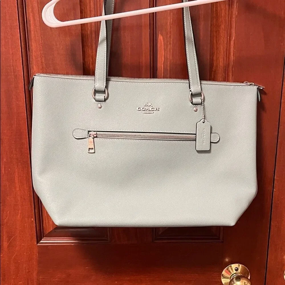 Coach Light Teal Leather Tote