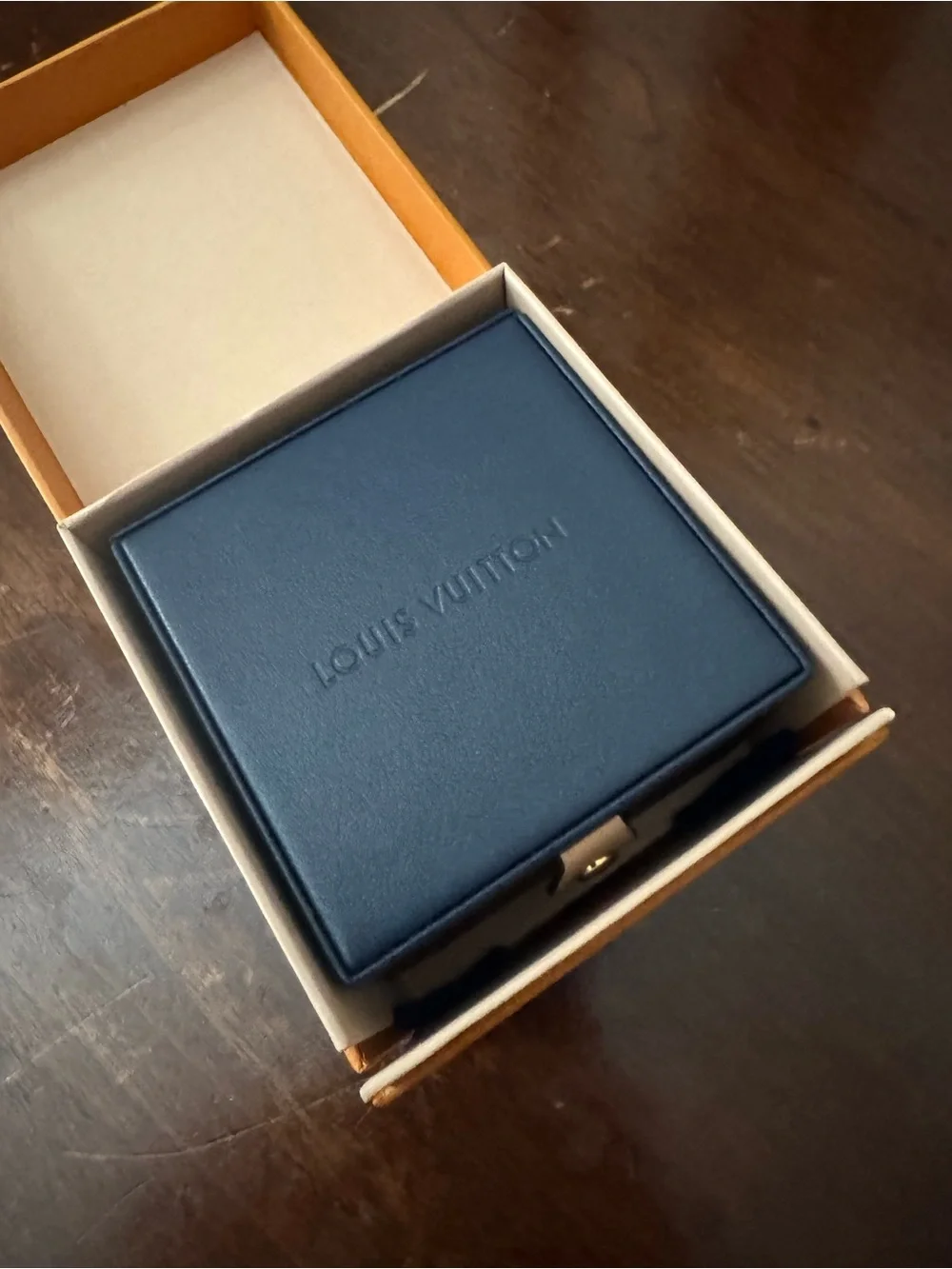 Louis Vuitton Tan Box with Navy Logo
