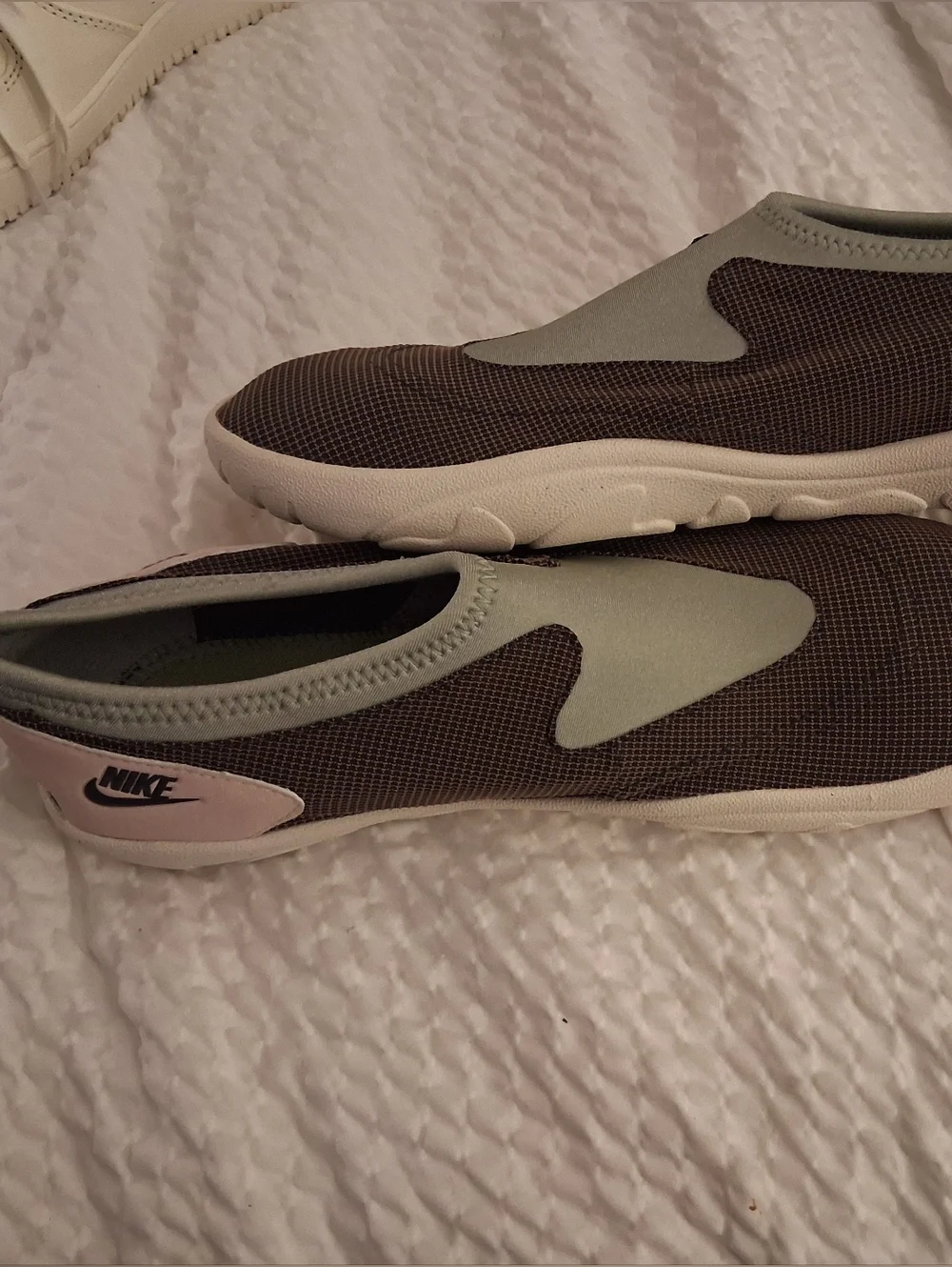 Nike Slip-On Sneakers in Brown, Sage, and Cream NWOB