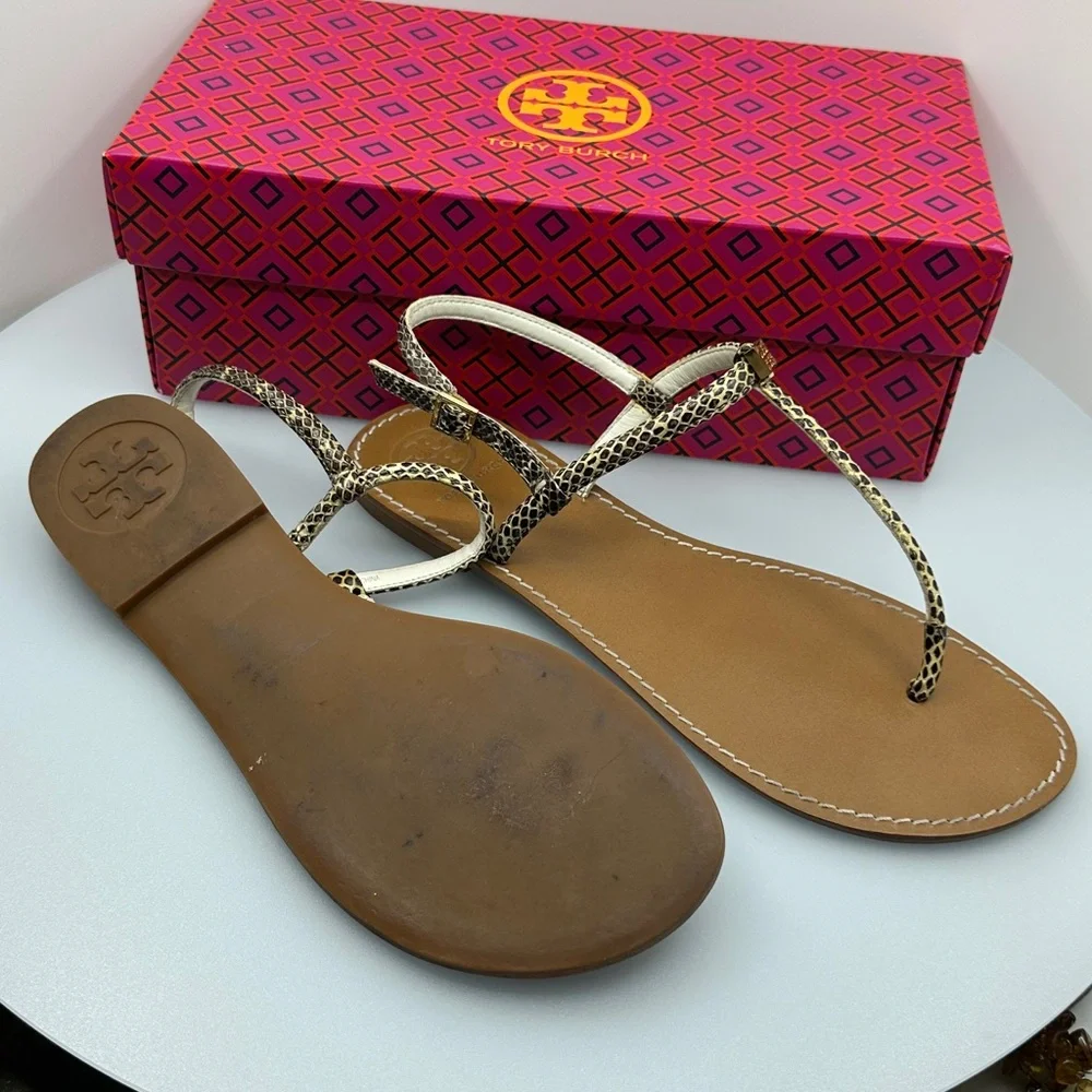 Tory Burch Black and Tan Sandals size 11
