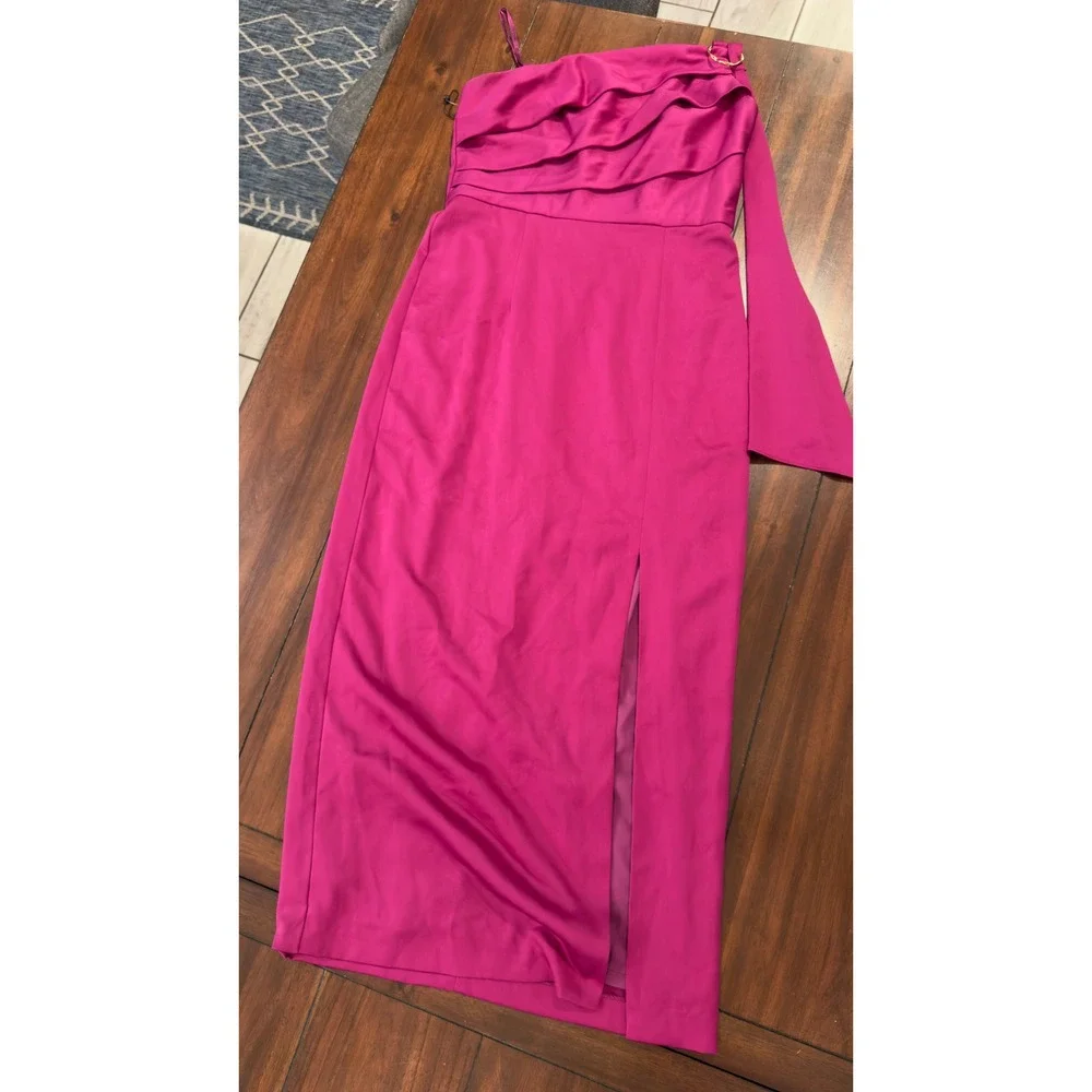 Adrianna Papell Women's Satin Crepe Dress Evening Gown Wild Magenta SZ 6 NEW NWT