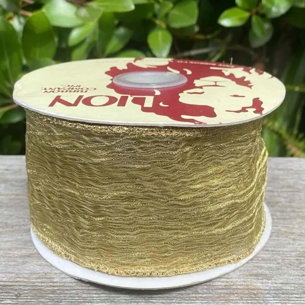Lion Ribbon Gold Wire Ribbon One (1) Roll 2.5