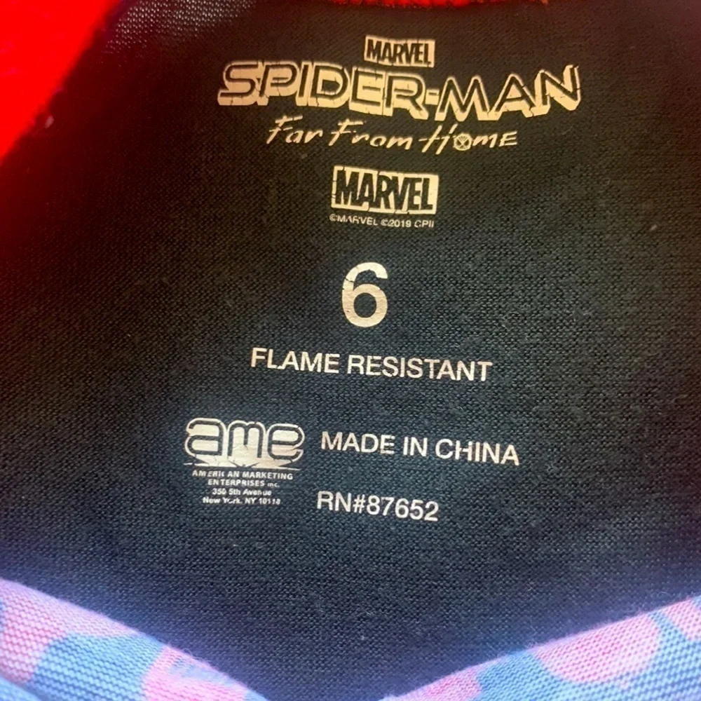 Marvel Spiderman Far From Home Long Sleeve Black & Red Fleece Pajamas