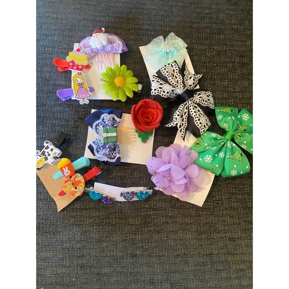 Unbranded Hair Clip Accessory Lot Kids OS Multicolor Excellent Holiday Floral