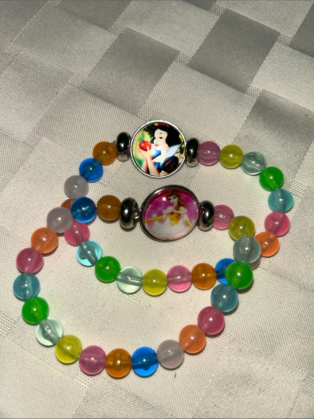Snow White and Belle  Bead Stretch Bracelets — Multicolor