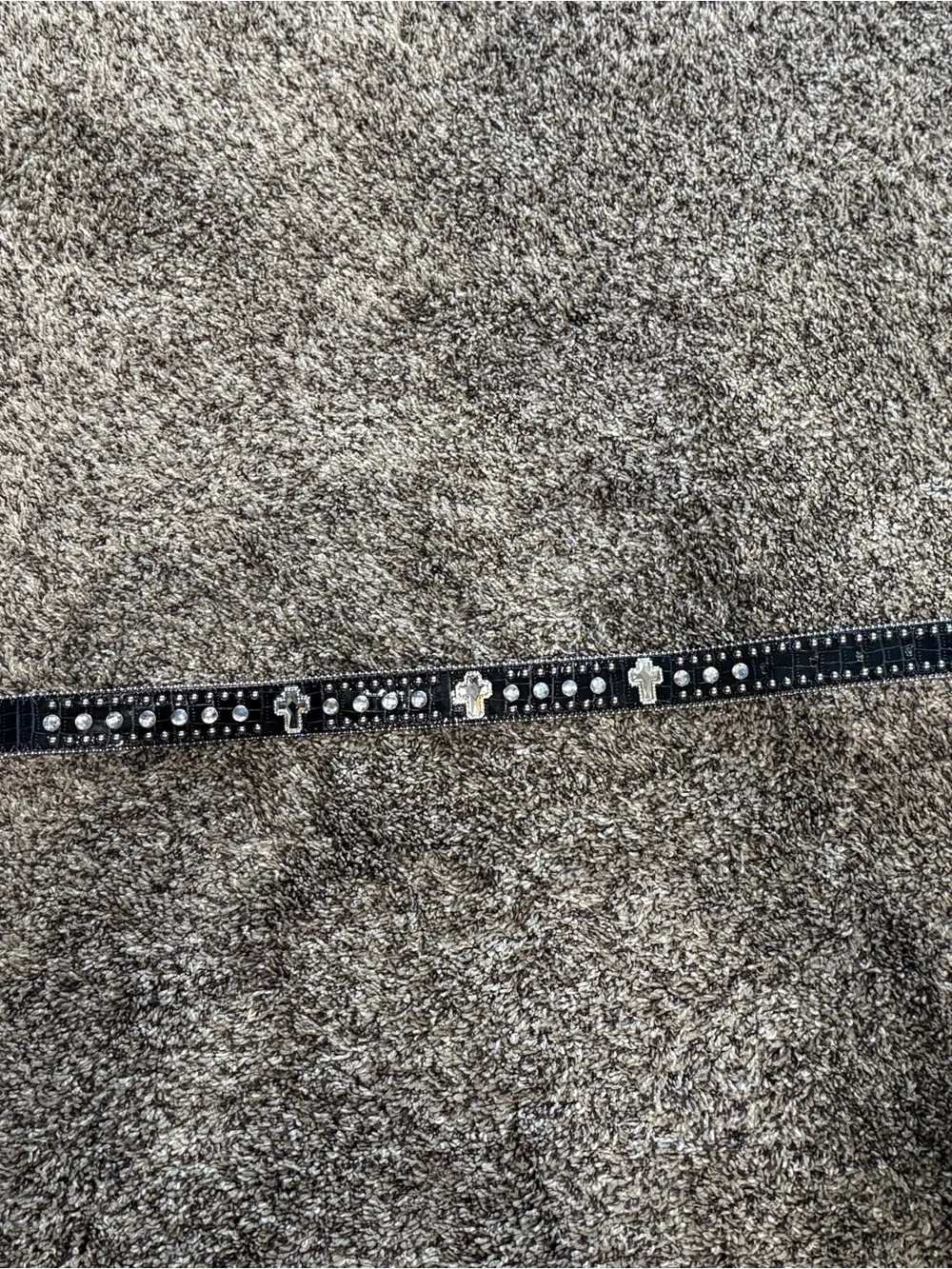 Nocona Black Studded Kids Belt with Silver Cross Accents