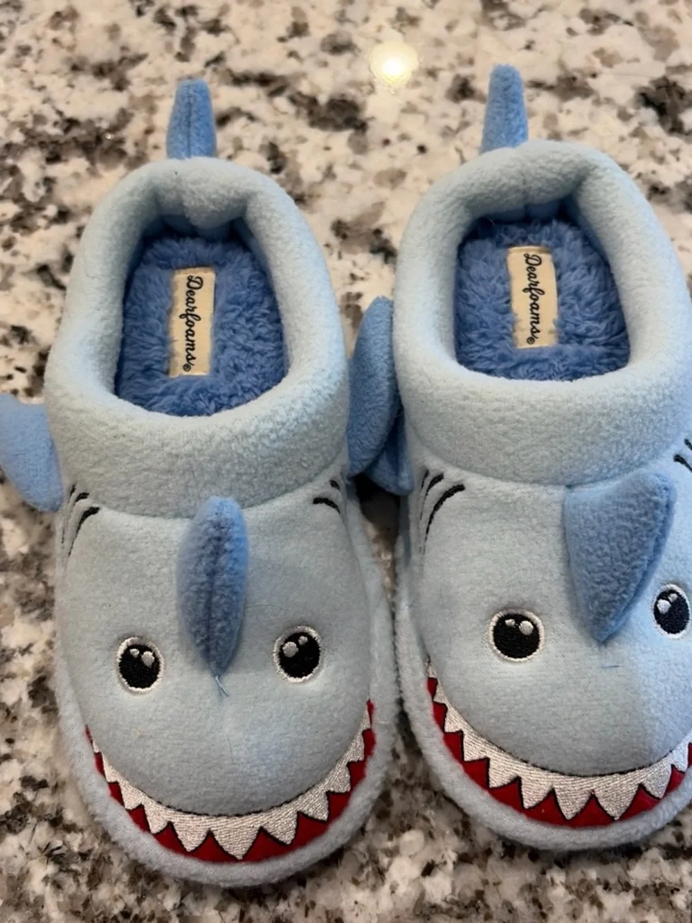 dearfoams Light Blue Shark Kids Slippers