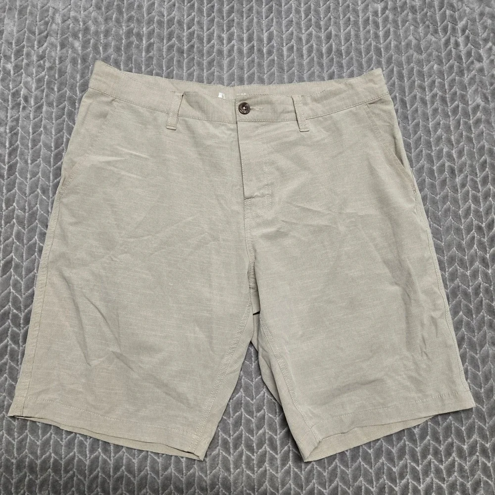 RVCA Mens Size 33 Khaki Hybrid Dual Purpose Trunks Walk shorts Tan Stretch