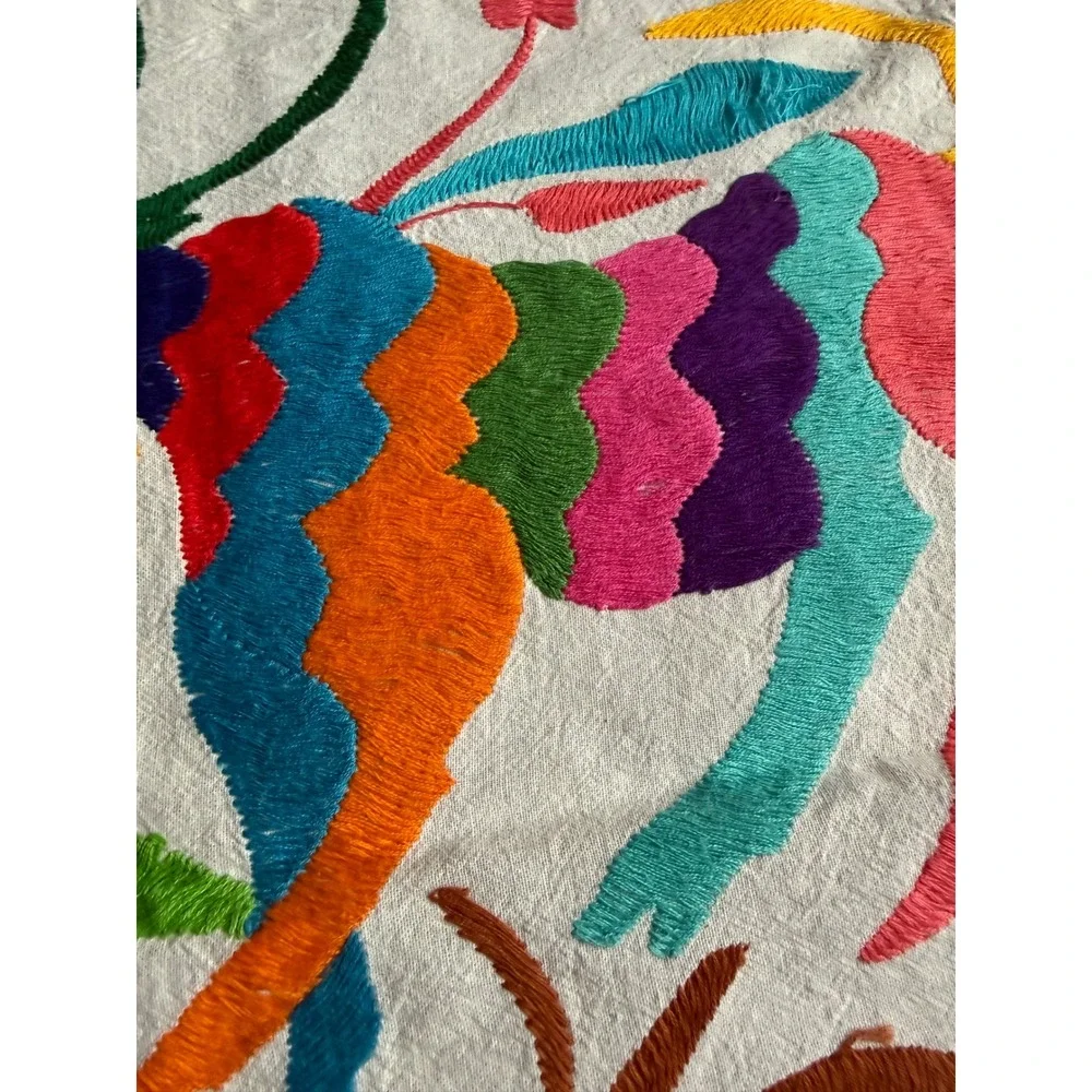 Vintage Otomi Tenango Hand Embroidered Textile Mexican Folk Art 35