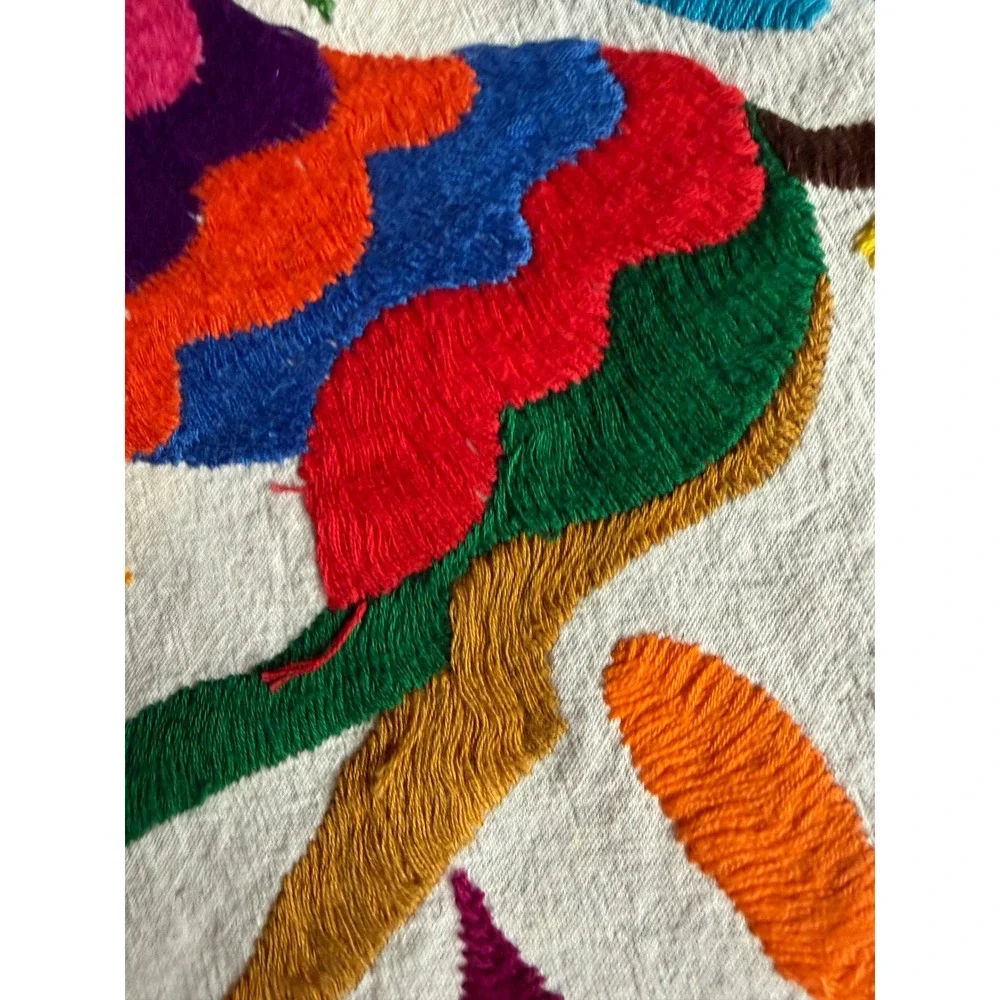 Vintage Otomi Tenango Hand Embroidered Textile Mexican Folk Art 35