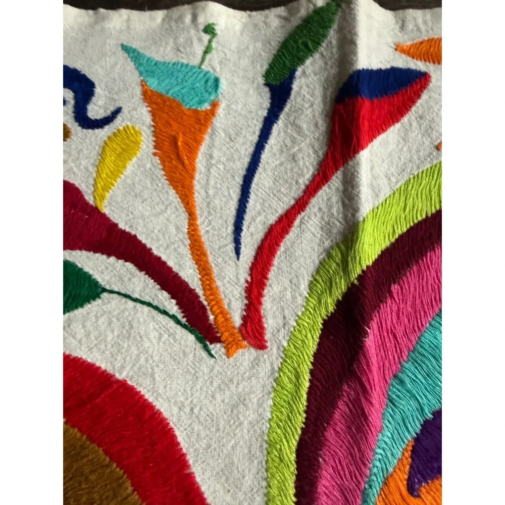 Vintage Otomi Tenango Hand Embroidered Textile Mexican Folk Art 35