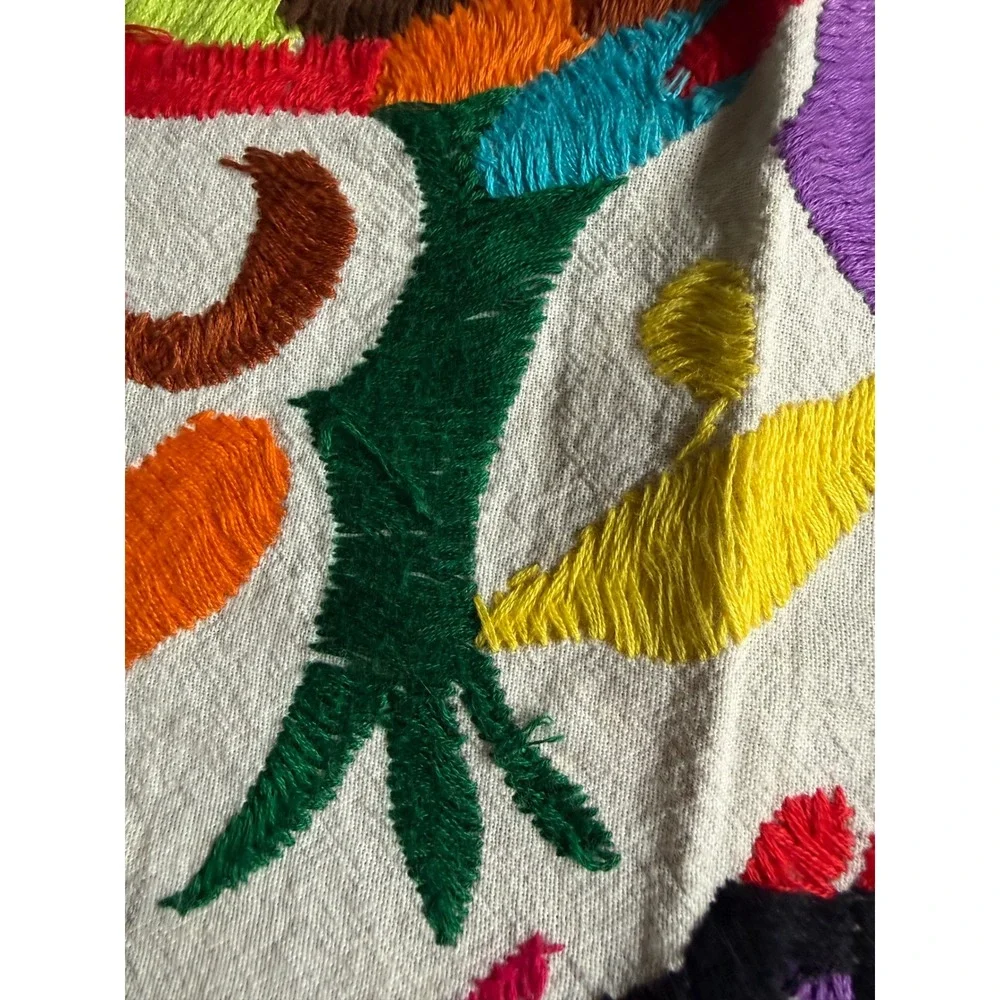 Vintage Otomi Tenango Hand Embroidered Textile Mexican Folk Art 35