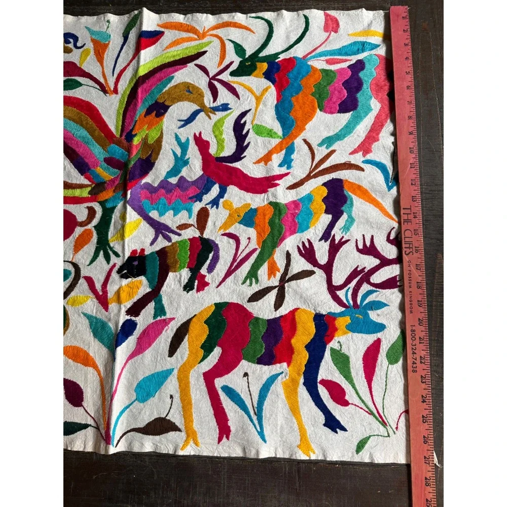 Vintage Otomi Tenango Hand Embroidered Textile Mexican Folk Art 35