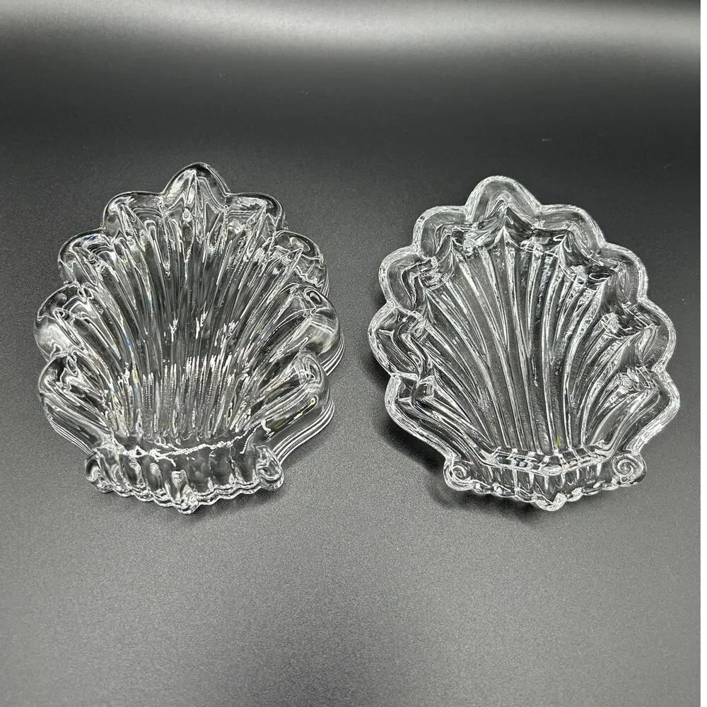 Vintage Sea Shell Shaped Small Glass Trinket Box