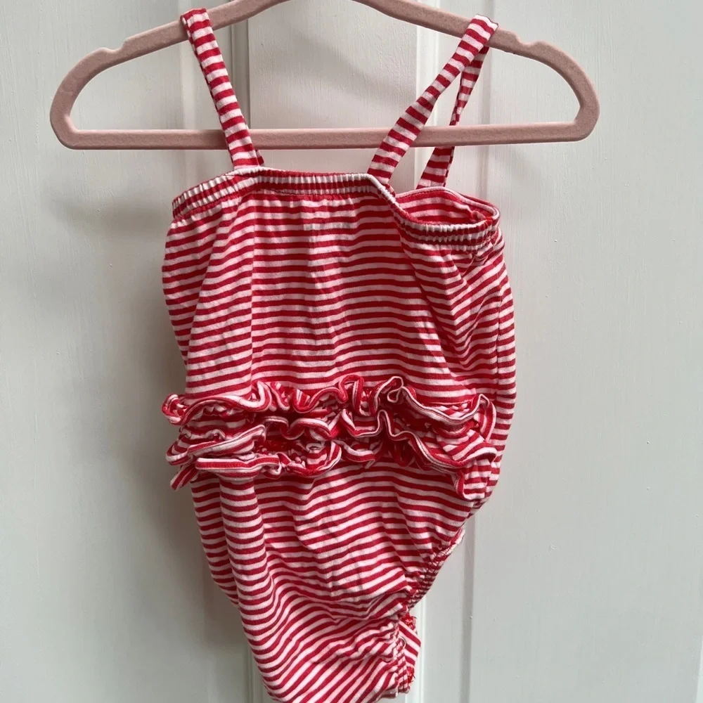 The Children’s Place 3-6M Red and White Striped Girls Onesie Tank Top
