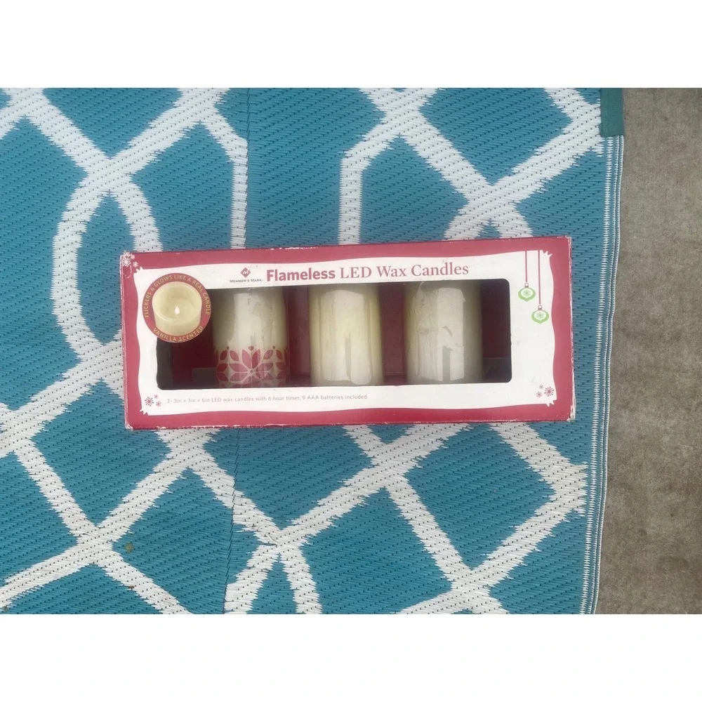 Member's Mark Flameless LED Wax Candles 3pk Vanilla Scented 3x6 6-Hour Timer
