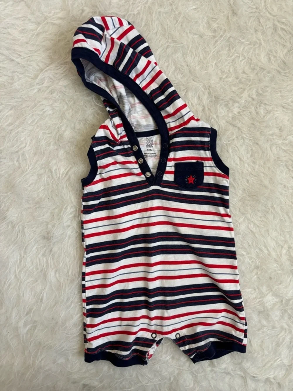 Carter's Toddler Boy Festive American Summer Hooded Romper