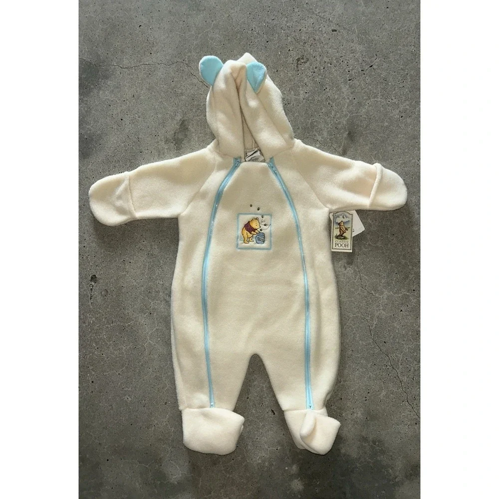 Vintage Winnie The Pooh Winter Fleece Bunting Coverall 6-12 Months NWT