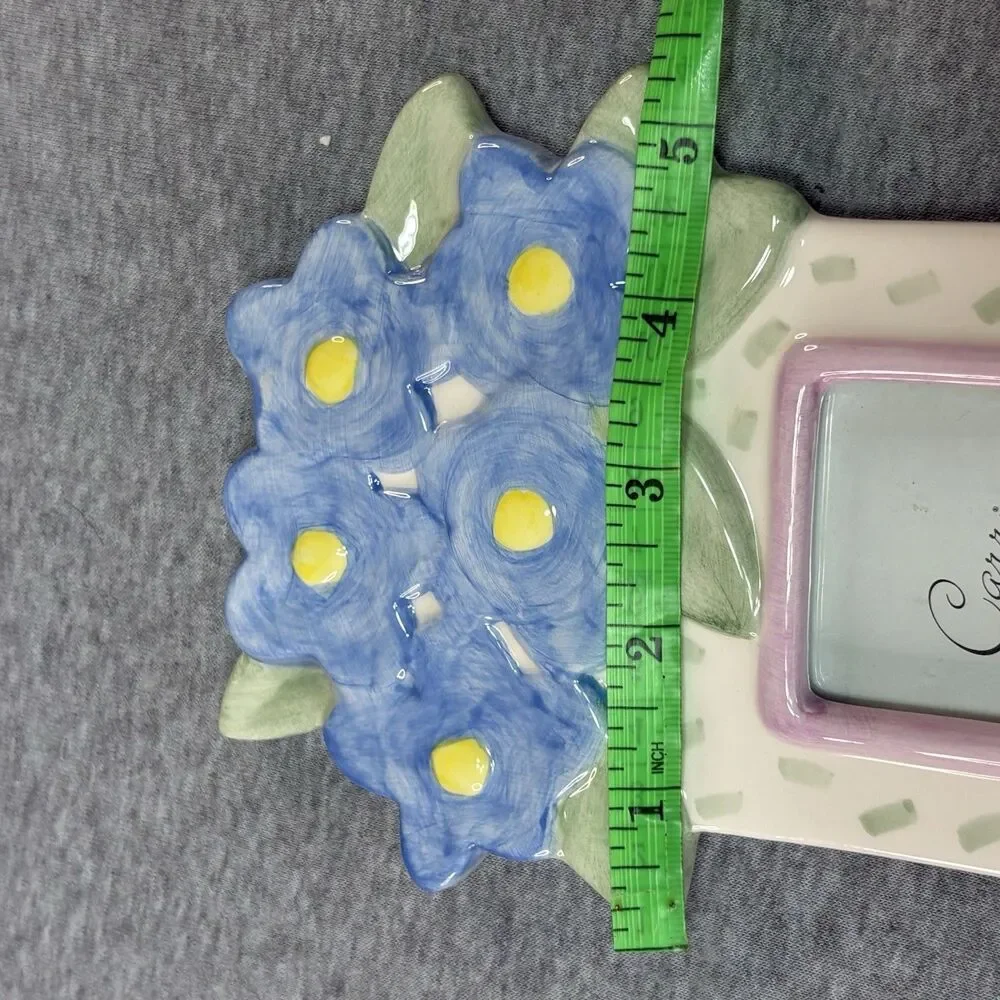 Burnes Boston Floral Ceramic Photo Frame Blue Flower Cottagecore Shabby Chic