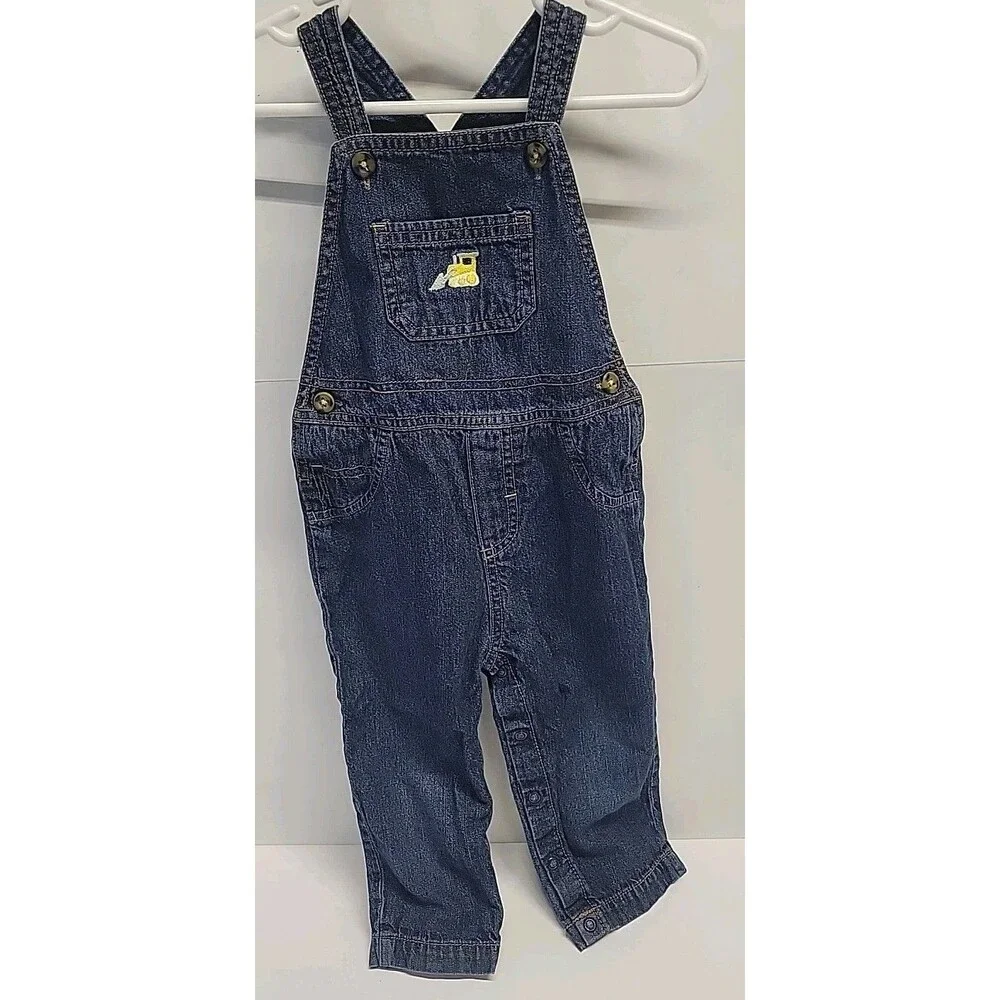 Carter's Blue Denim Embroidered‎ Bib Overalls - Size 18 months