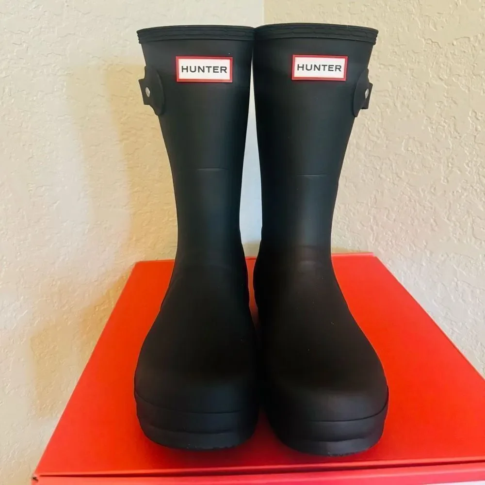 HUNTER‎ Original Short Waterproof Rain Boot, Rubber Black, Size 12, NWT
