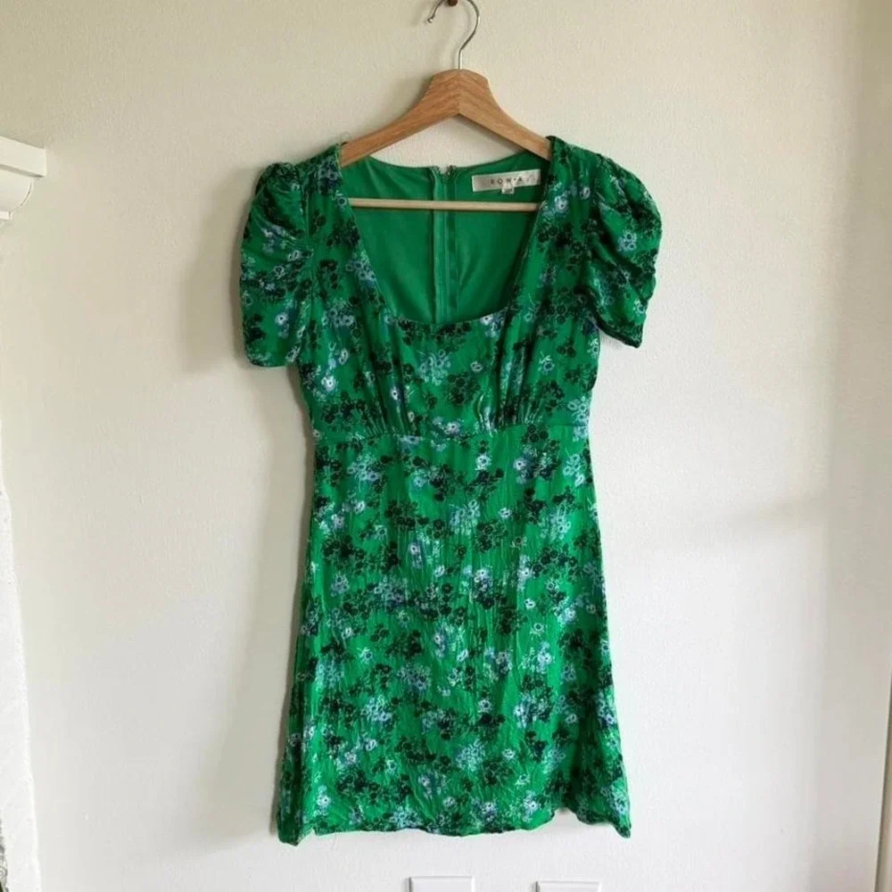 Row‎ A Green Floral Spring Mini Dress