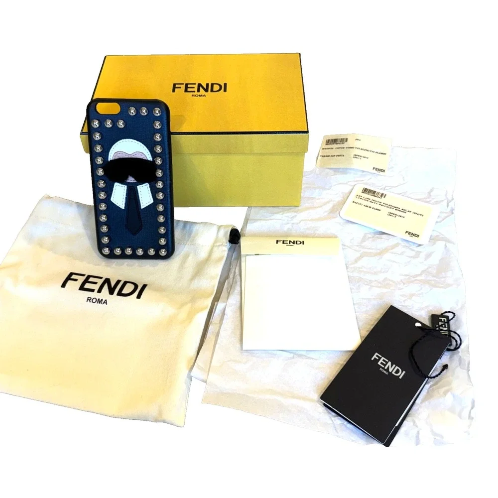 Fendi x Karl‎ Lagerfeld Karlito Fur Leather Stud Smartphone iPhone 6/6s Case