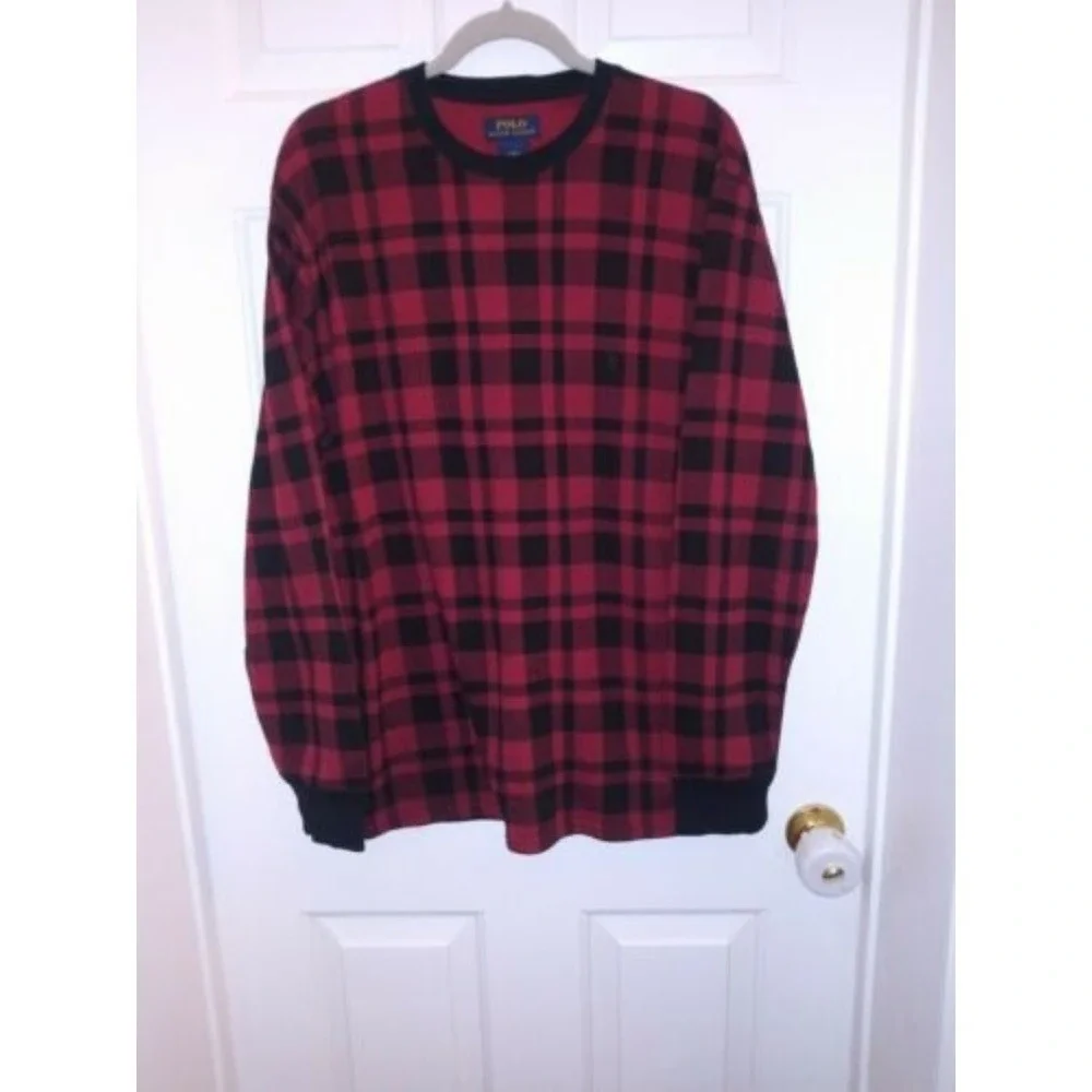 Men's Ralph Lauren Polo RED‎ Plaid Longsleeve Thermal Shirt Sz. L