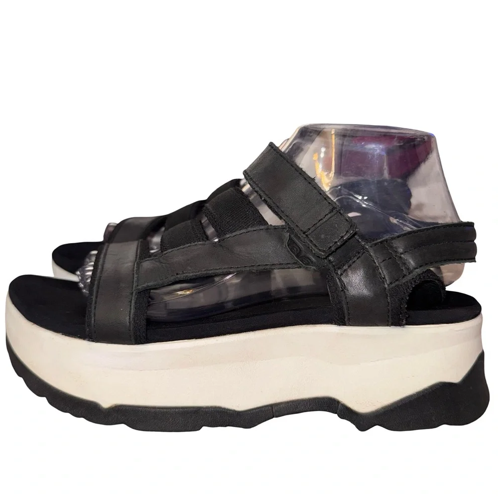 Teva Black Platform Sport‎ Sandals Flatform Chunky Hiking Utility Sandals 9.5