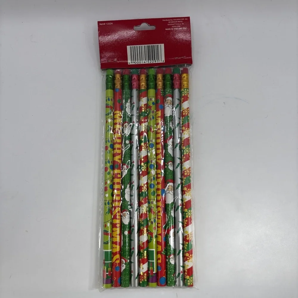 Holiday Style 10 Pack‎ Christmas Pencils Santa Holiday Party Favors Gift NEW