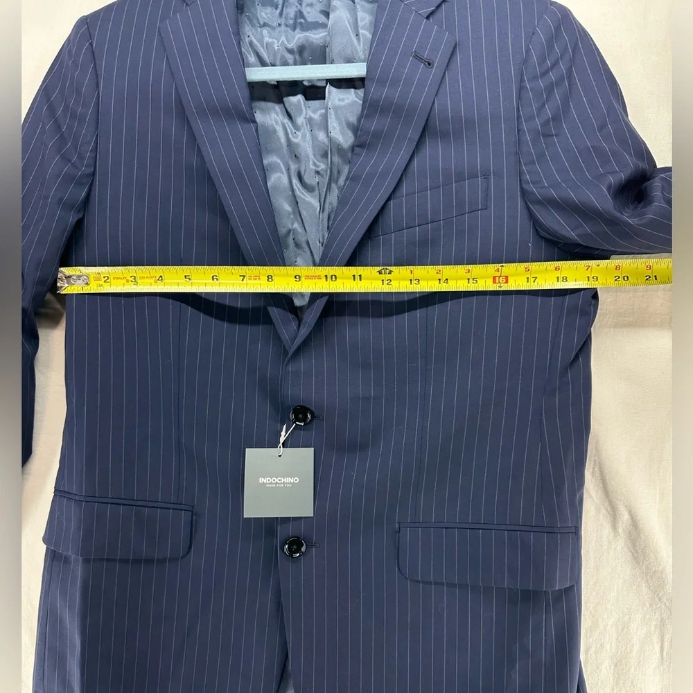 Indochino Jacket‎ Blazer Sport Coat Wool Navy Blue Pin Stripe 2 Button 38 NWT