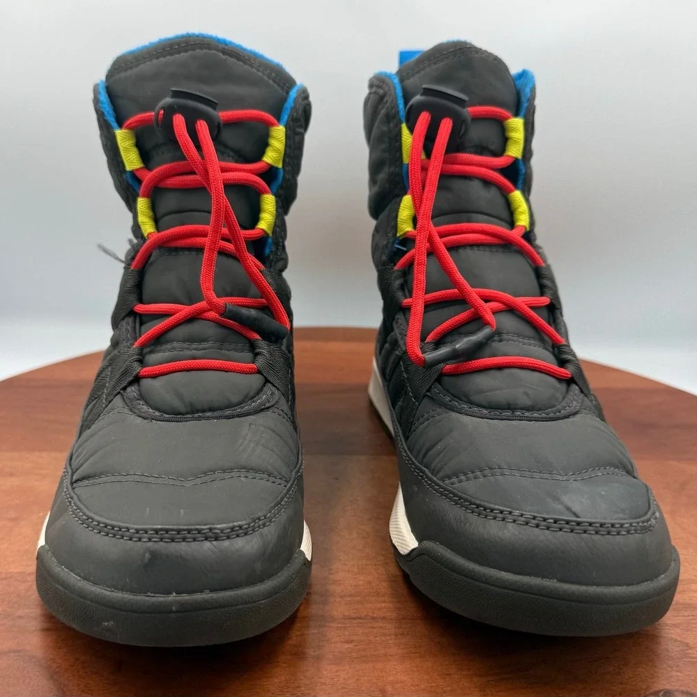Sorel Whitney‎ II Youth Waterproof Winter Snow Boots Size 5 Black Blue Insulated