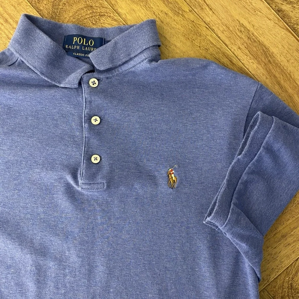 Polo Ralph Lauren Classic‎ Fit Blue Men's Polo Shirt Mens Medium Flesh Pony