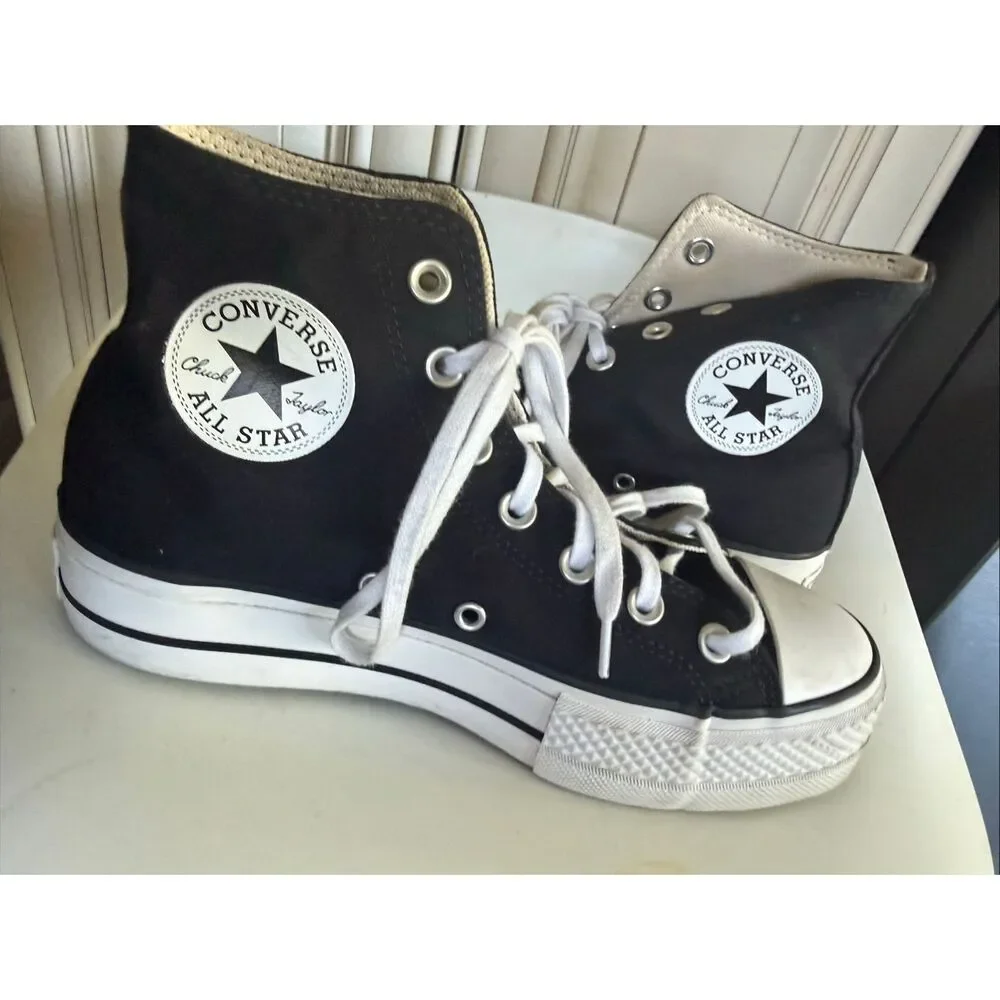 Converse Women's Chuck Taylor All Star Lift High Top Sneakers Black White Size 7