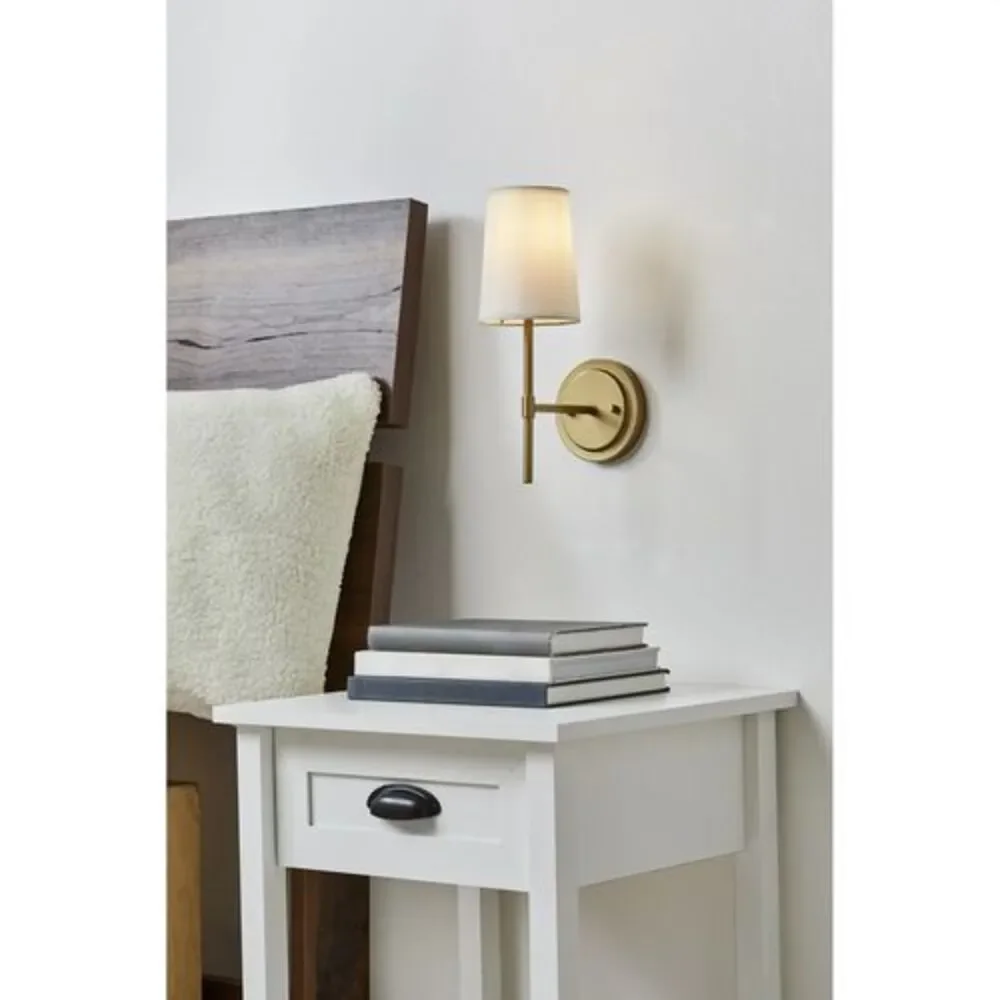 Better Homes & Gardens Meadowood Light Wall Sconce Burnished Brass‎ Finish Shade