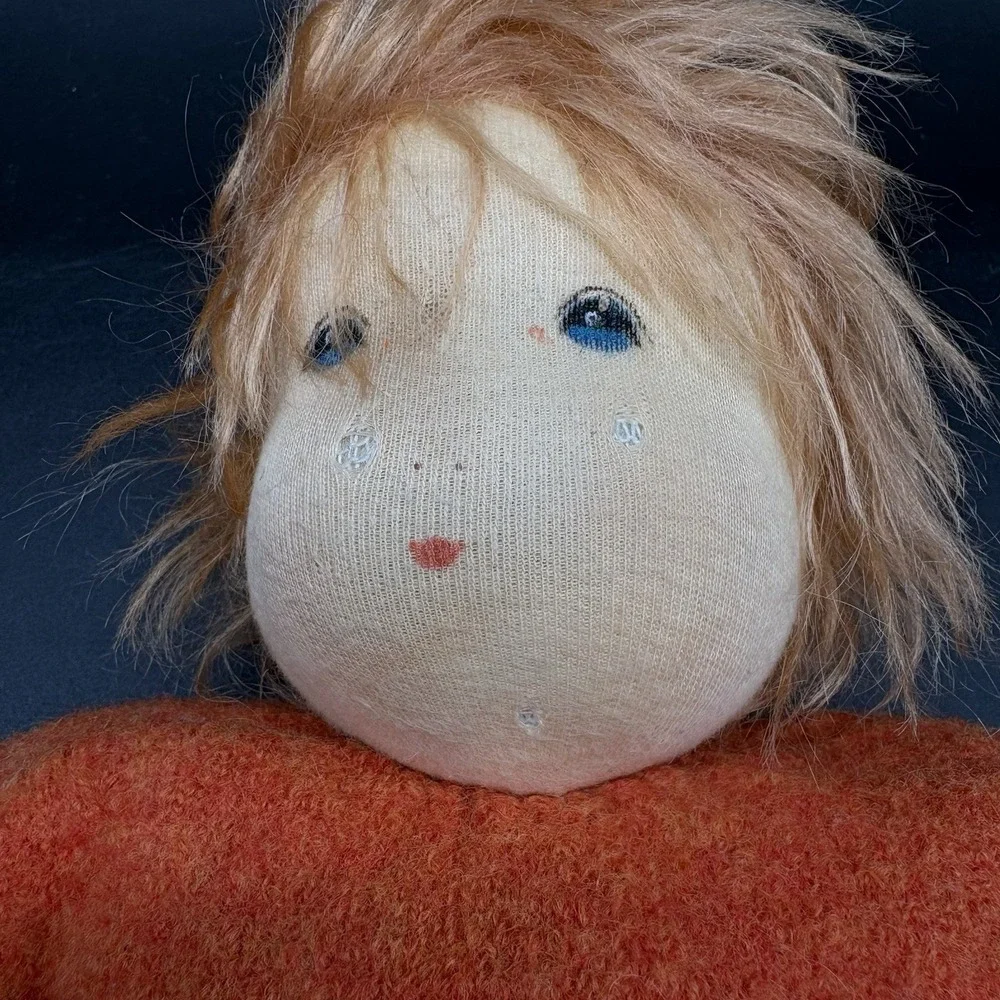 Nanchen Natur Vintage Boy Doll Orange Wool Germany Waldorf Style 12