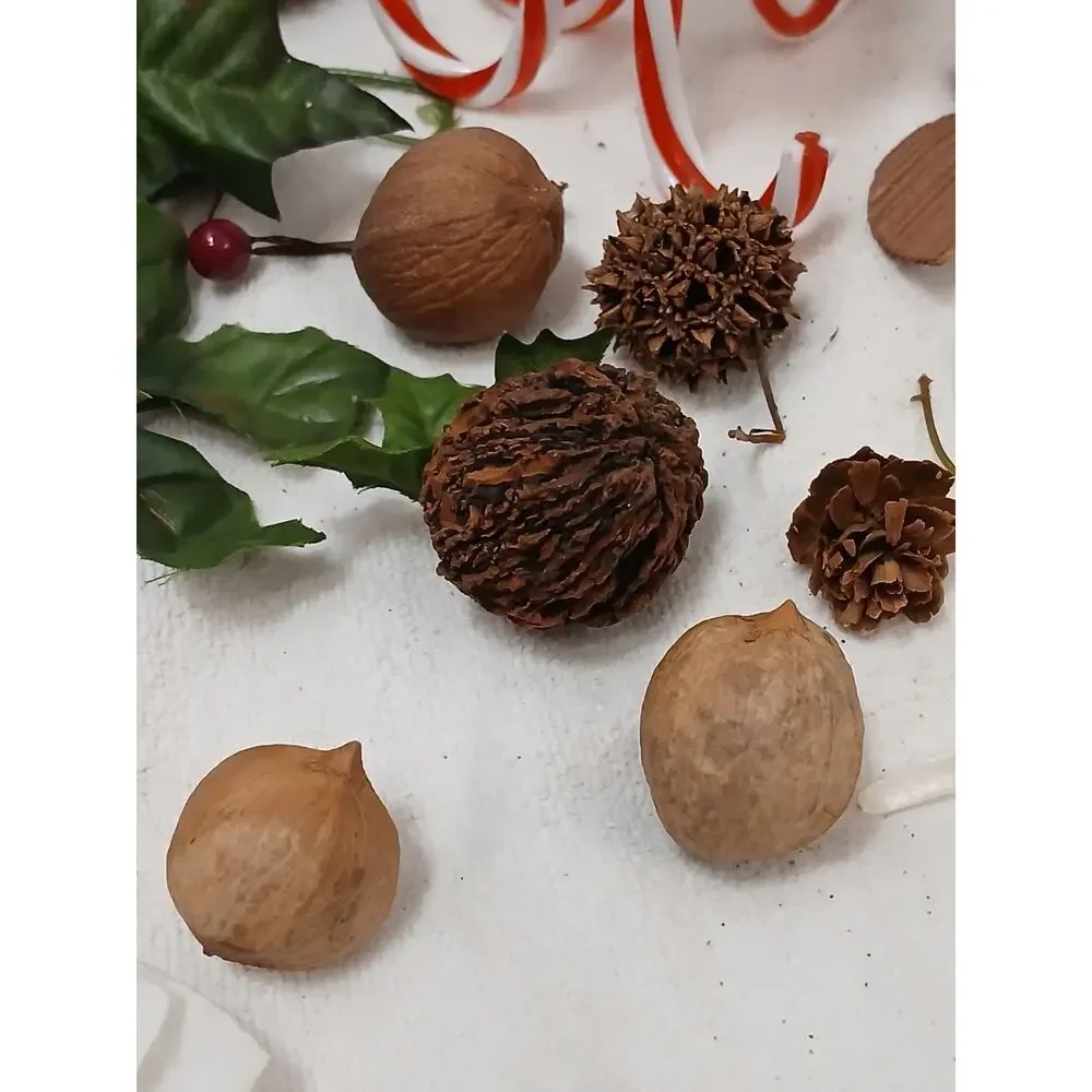 VNTG Christmas Decor Accessories Rose Pine cones Ribbons‎ Candycane Candles Nuts