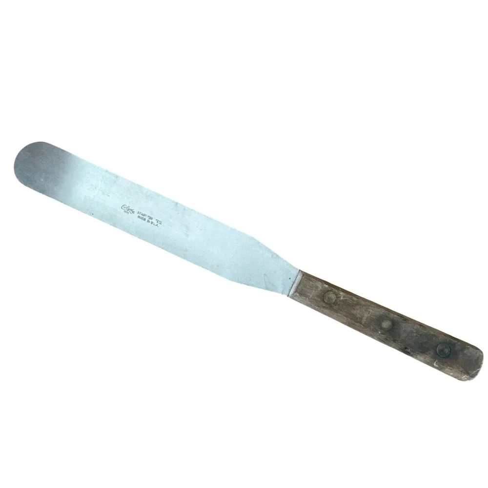 Vintage‎ Clyde 1960s Carbon Steel Blade Spatula Icing Spreader Knife Wood Handle