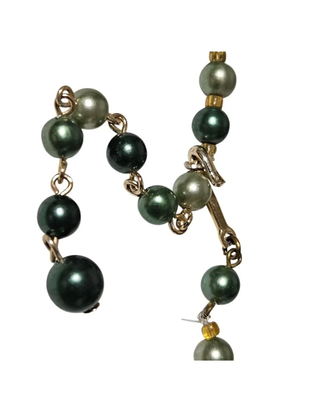 Vintage Green Clear Beaded Necklace Boho Chic Classic Fashion Jewelry Women