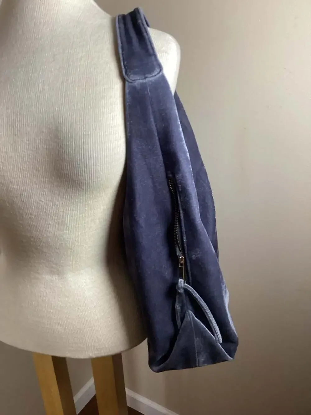 Tabitha Webb Blue Velvet Large Hobo Shoulder Bag