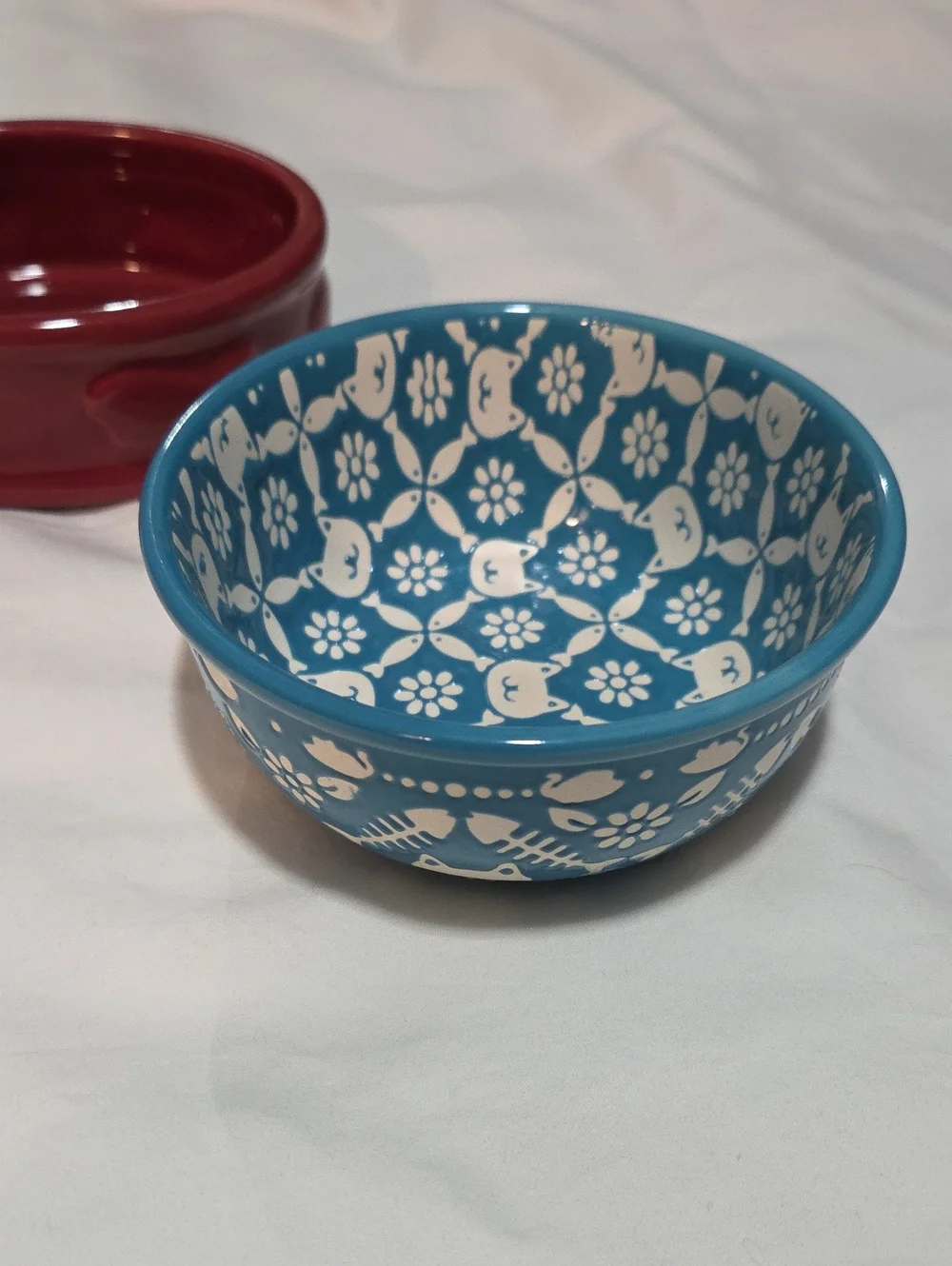 3 Cute Ceramic Cat Food Bowls
