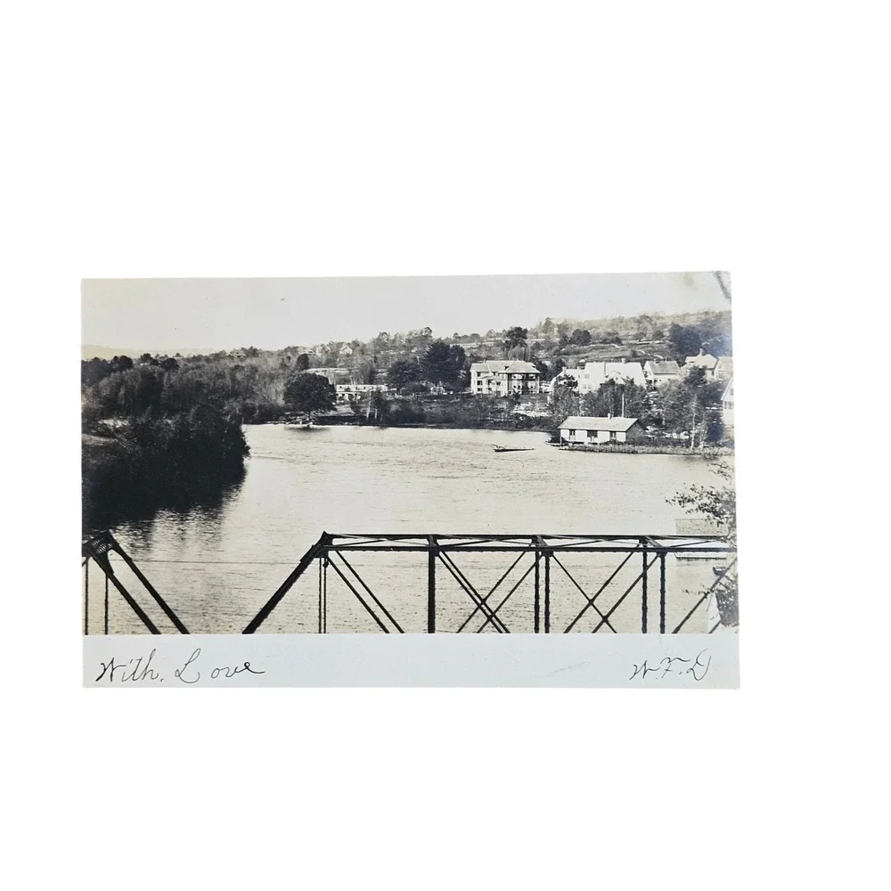 Antique 1905‎ Hopedale Mass Postcard Scenic River & Bridge View Franklin Stamp