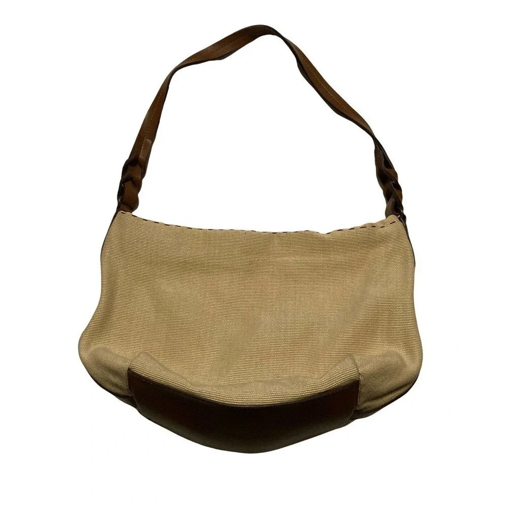 Fossil Woven Tan‎ Brown Leather Hobo Boho Shoulder Hand Bag Purse