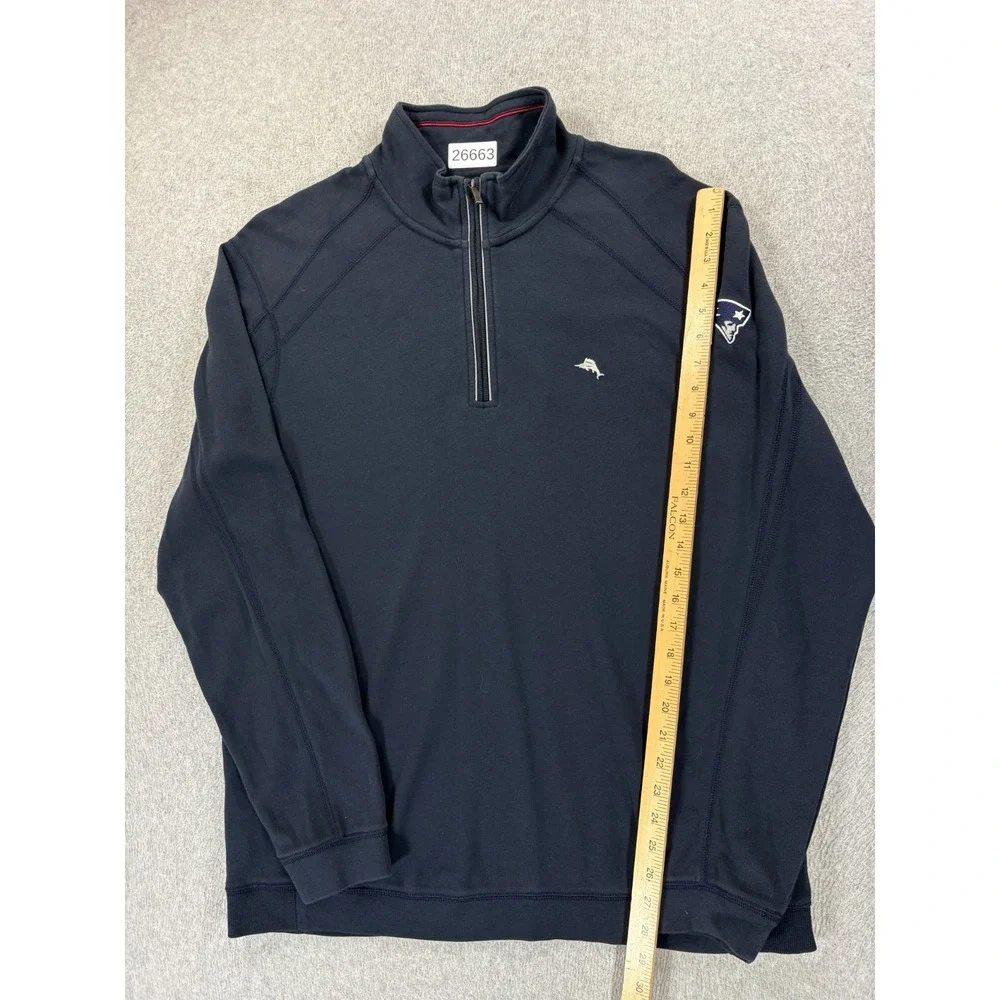 New England Patriots Tommy Bahama Stitched 1/4 Pullover Sweater (Men's XL)‎ Blue