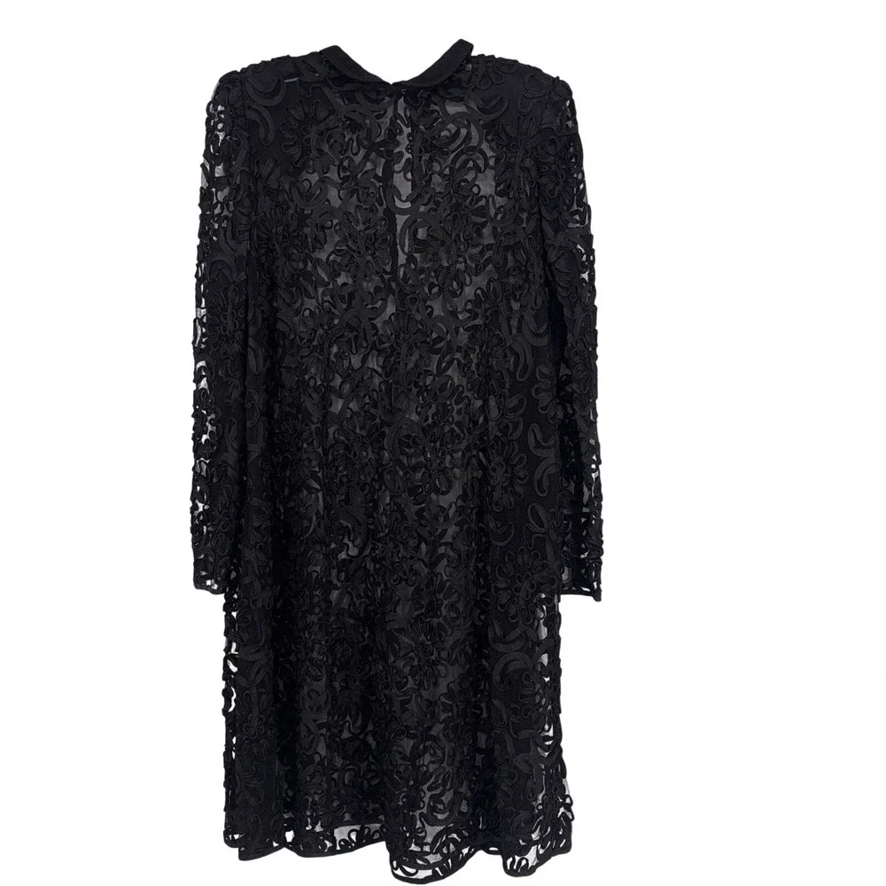 VTG Sheer Lace Dress Black High Neck Romantic Gothic‎ Victorian Whimsigoth EUC