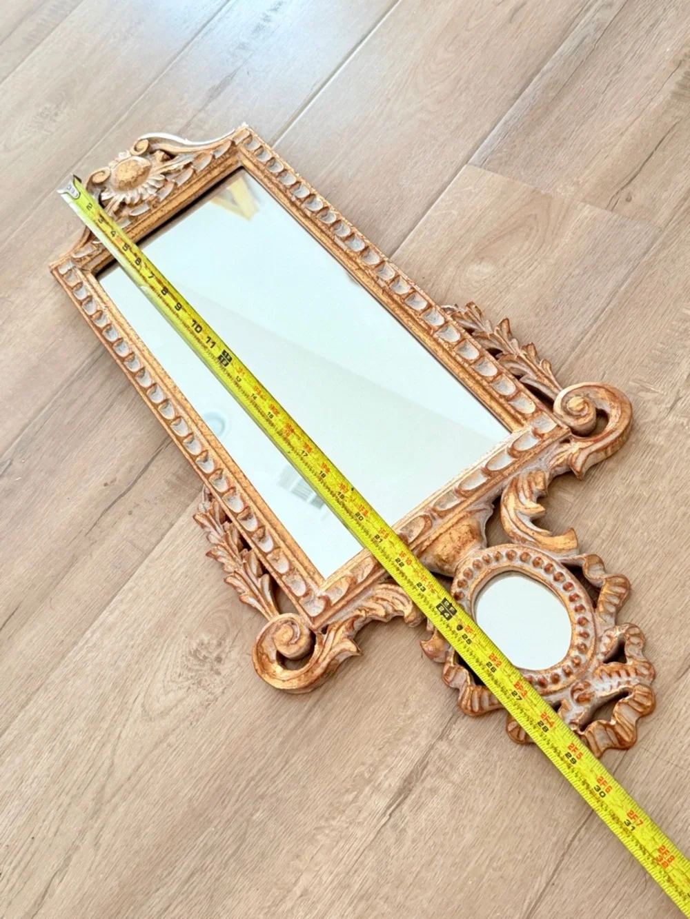 Vintage Wall Mirror Neoclassical Gilt‎ Carved Wood Real Gold Leaf Hand Finished