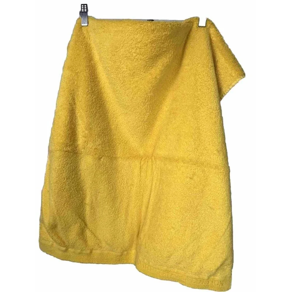 Vintage Y2K Set 4 United Colors of Benetton Bath Towel Yellow 100% Cotton 50x23”