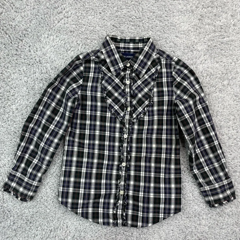 Ralph Lauren Shirt Girls 5 Button Up Plaid Chic Details Polished Preppy Vintage