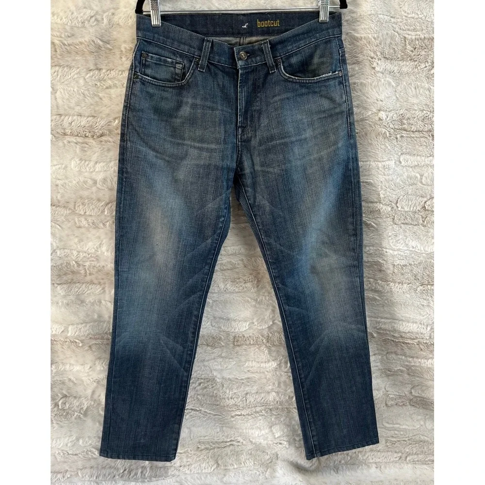 7 For All Mankind Bootcut Jeans Mens‎ 32x29 Dark Distressed Faded Stretch